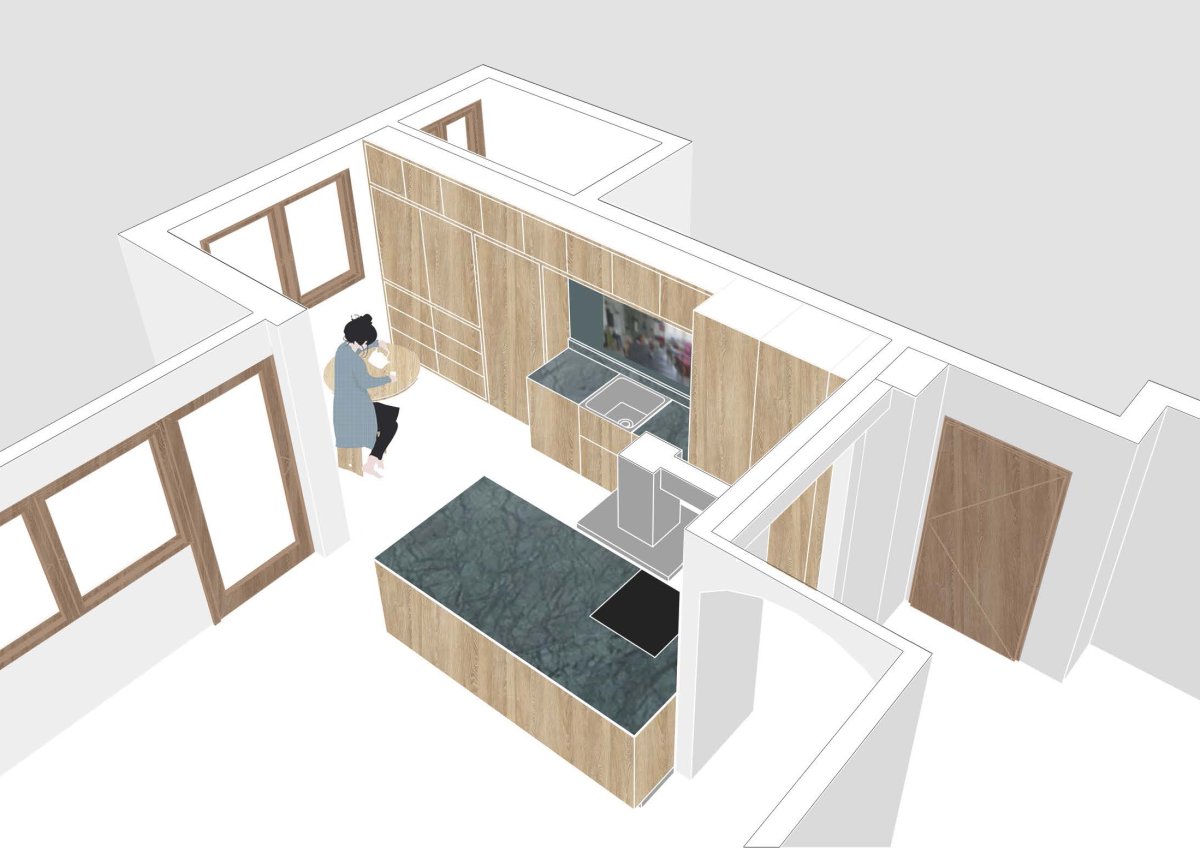 Transformation de la cuisine en une cuisine inclusive pour une famille sourde, selon le concept de DeafSpace
