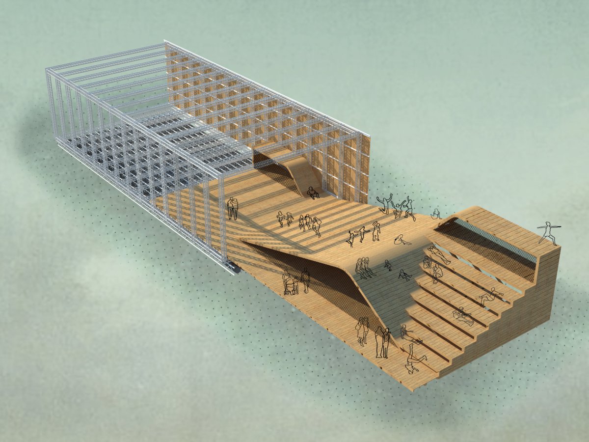 Projet de théâtre flottant à Berlin pour un concours international