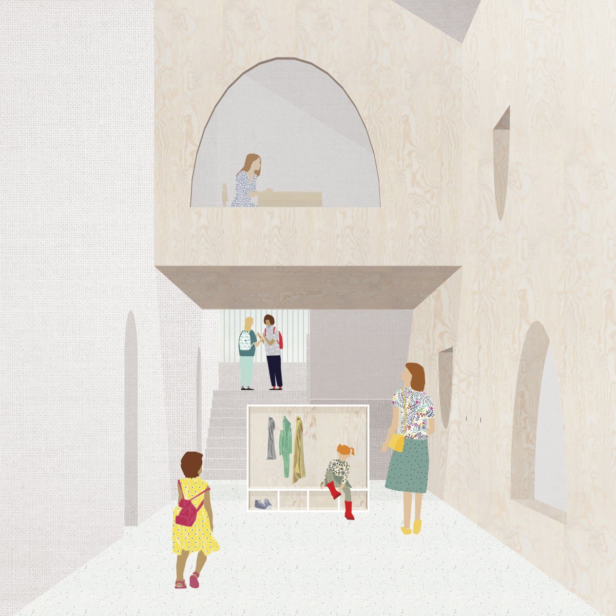 Transformation de la ferme Monney: entrée crèche
